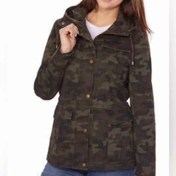 Lucky Brand Military Inspired Camo Chic Anorak Hooded Utility Jacket SZ L - Picture 4 of 9